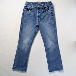 Mother Tripper Ankle Fray 32 Blue Crop Flare '70s Aesthetic High Rise Denim